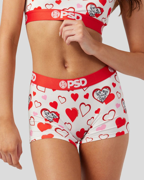 PSD Underwear Women's Athletic Fit Boy Short - Red/Red Ruby Lips