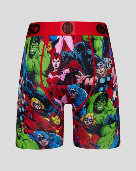 Marvel Comics Men's Kawaii Character Grid Boxers Underwear Boxer Briefs  (SM) Multicolored