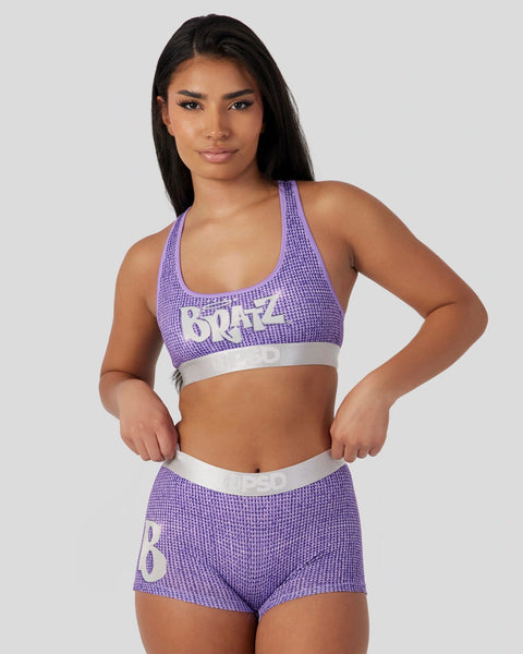 COCO BRANDS Bratz Women's Sports Bra and Boxer Briefs Underwear Set with  Racerback and Removable Pads, Black/Flowers & Rainbows, Small at   Women's Clothing store