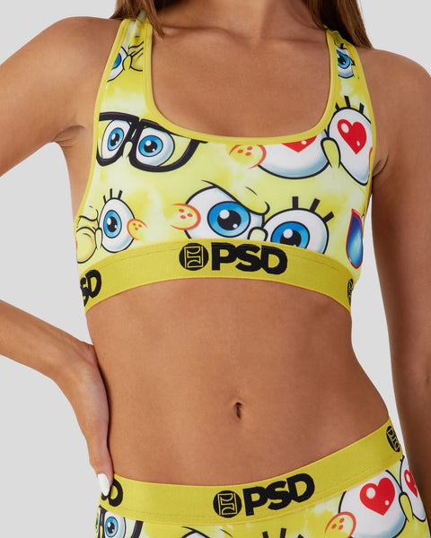 Psd Underwear Lounge  X Spongebob Faces Sports Bra Yellow