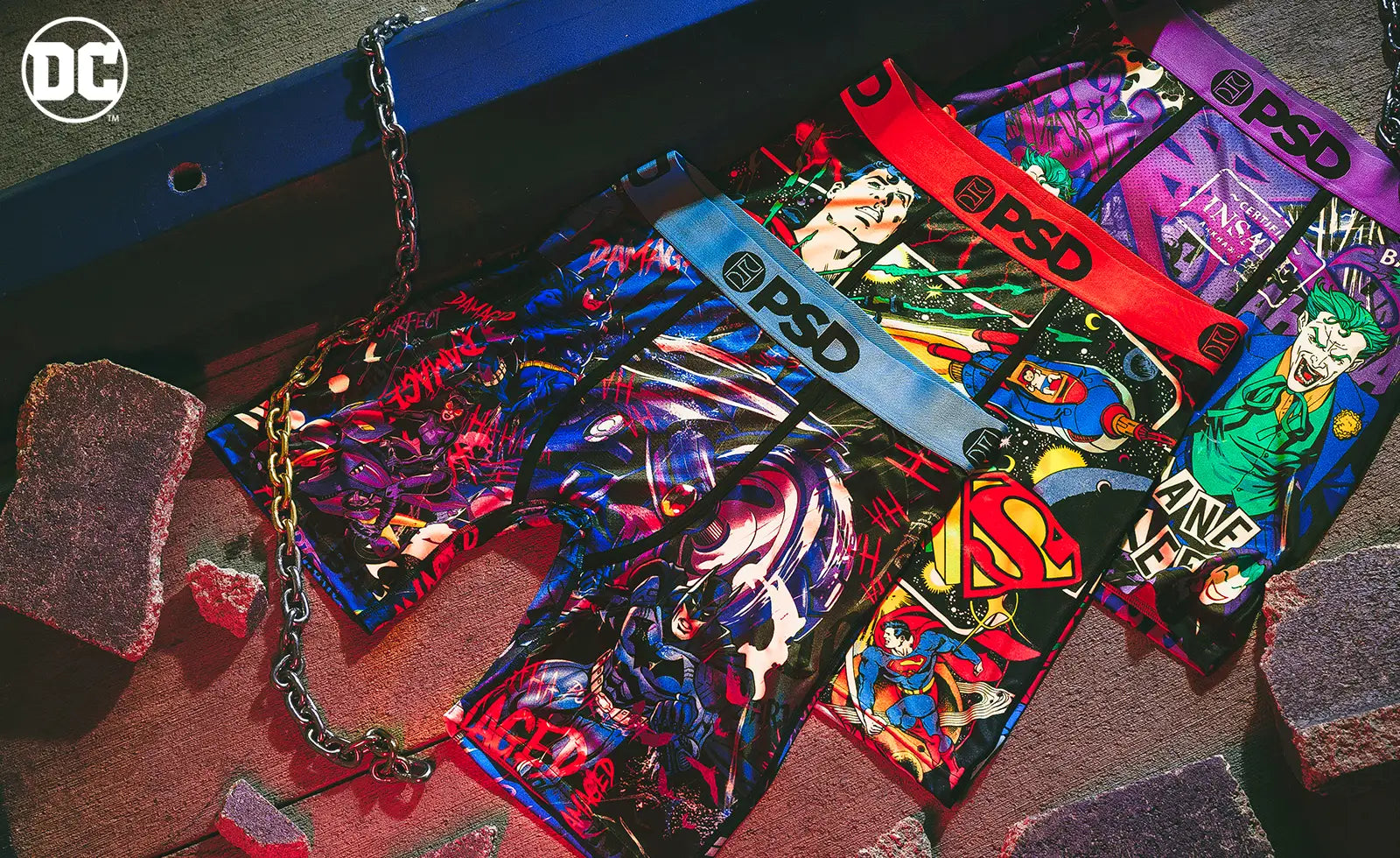 PSD Underwear Batman Flash Wonderwoman Joker Superman boxer brief DC S M L  XL 2X, psd 
