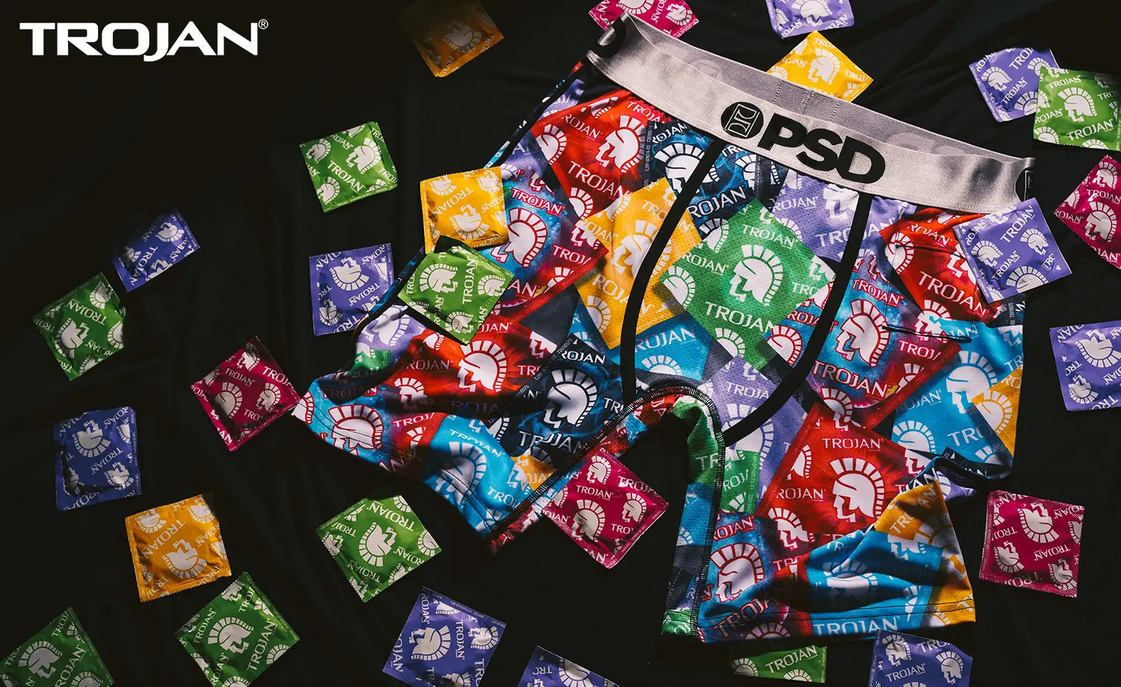 Magnum Condoms Wrapper and Logo Symbol Men's PSD Boxer Briefs-Medium  (32-34) 