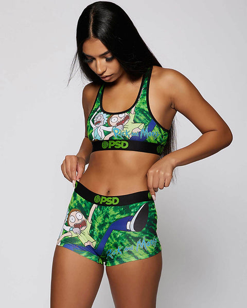 Rick And Morty Hyper Colors Triangle Bra and Boy Short Panty Set