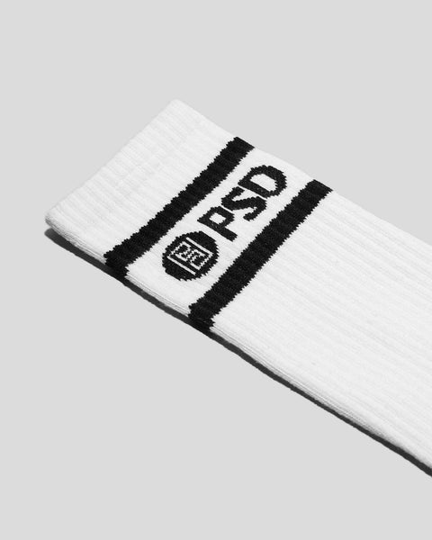 3 Pack - Logo Stripe Crew - White | Crew Sock | PSD®
